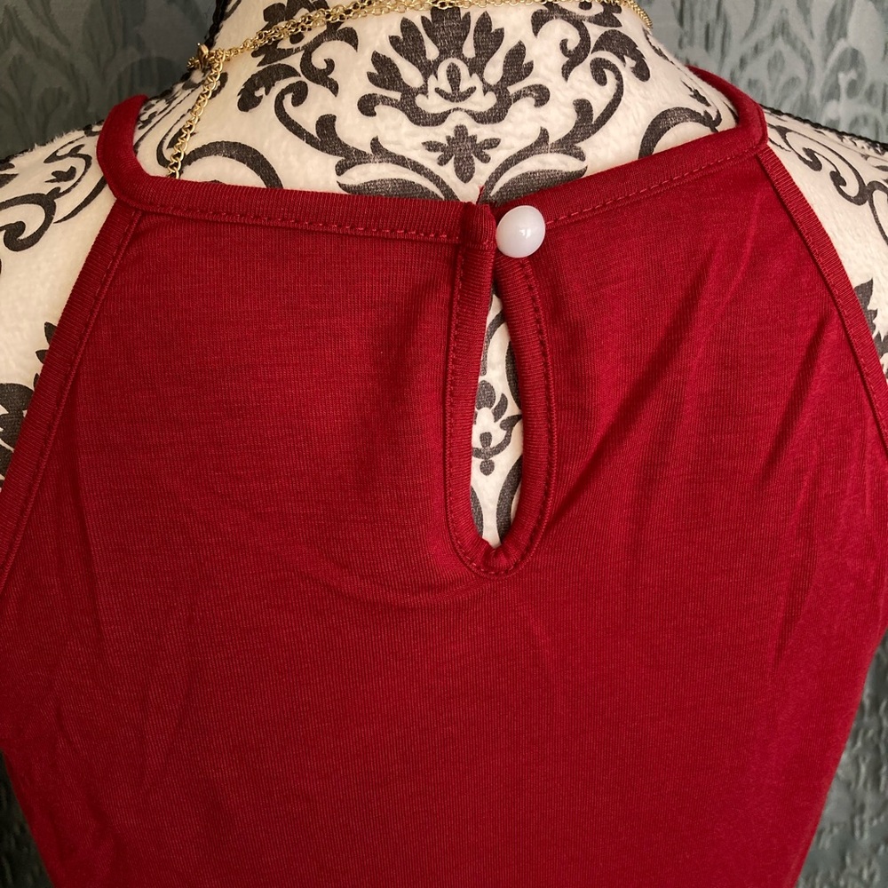 NEW Floral Lace High Neck Sleeveless Summer Top - Picture 6 of 9